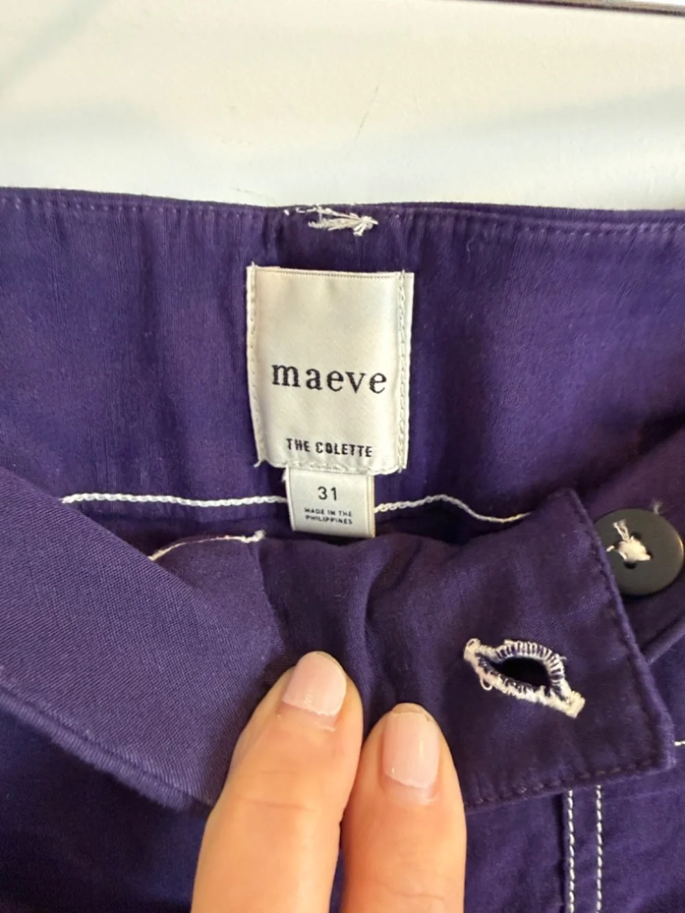 The Colette Crop Wide-Leg Pants by Maeve-Contrast-Stitch Edition, Size 31, Blue - Picture 5 of 9
